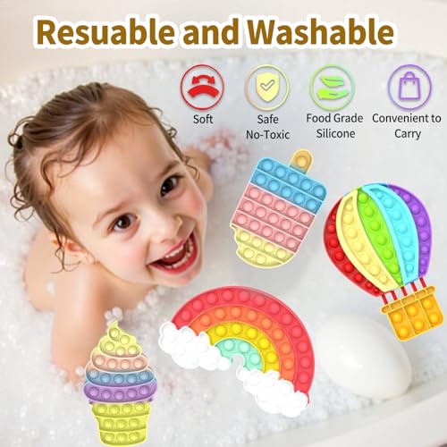 Mouom 4-Pack Rainbow Pop Fidget Toys – Silicone Sensory Stress Relief Set for Kids and Adults, Party Favors & Classroom Prizes