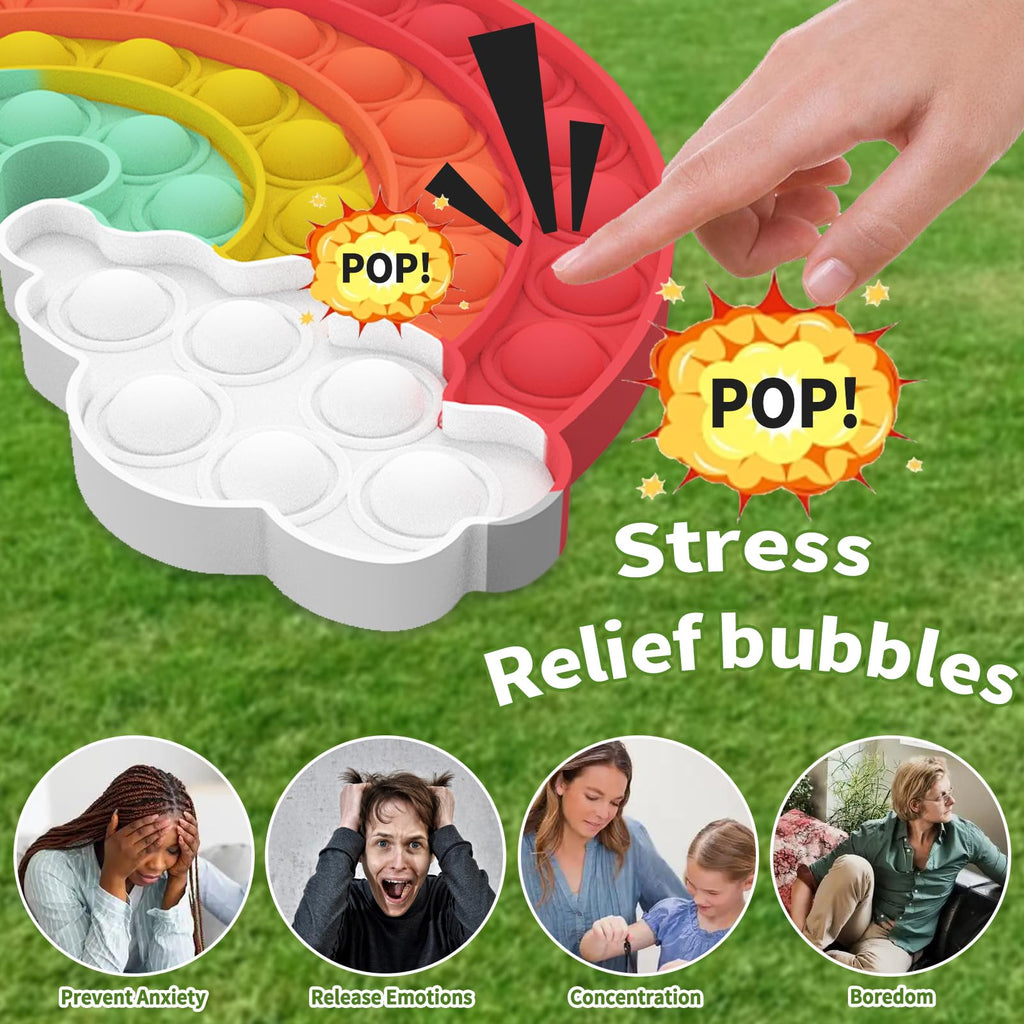 Mouom 4-Pack Rainbow Pop Fidget Toys – Silicone Sensory Stress Relief Set for Kids and Adults, Party Favors & Classroom Prizes