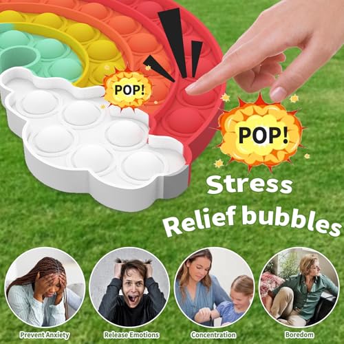 Mouom 4-Pack Rainbow Pop Fidget Toys – Silicone Sensory Stress Relief Set for Kids and Adults, Party Favors & Classroom Prizes