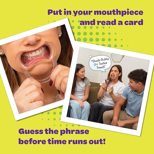 Mouth Off: Hilarious Mouthpiece Card Game for Family Game Night – 200 Silly Phrases, 4-8 Players, Ages 8+