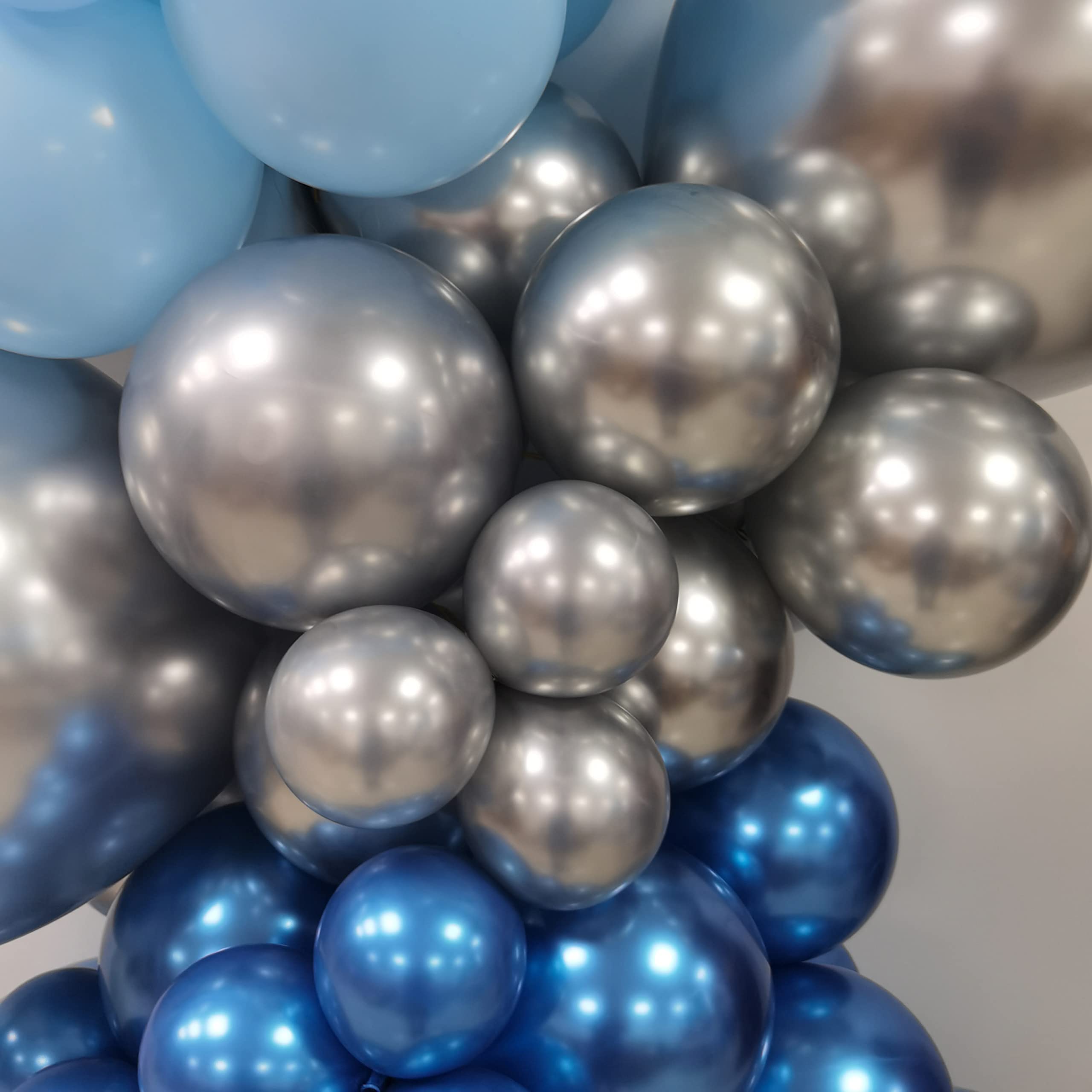 MOXMAY 127-Piece Silver Blue Balloon Garland Kit with Confetti - Easy Air-Filled Arch for Baby Shower, Birthday, and Bridal Shower