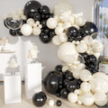 MOXMAY 151Pcs Black and White Sand Balloon Arch Kit with Bobo Balloons for Party Decor