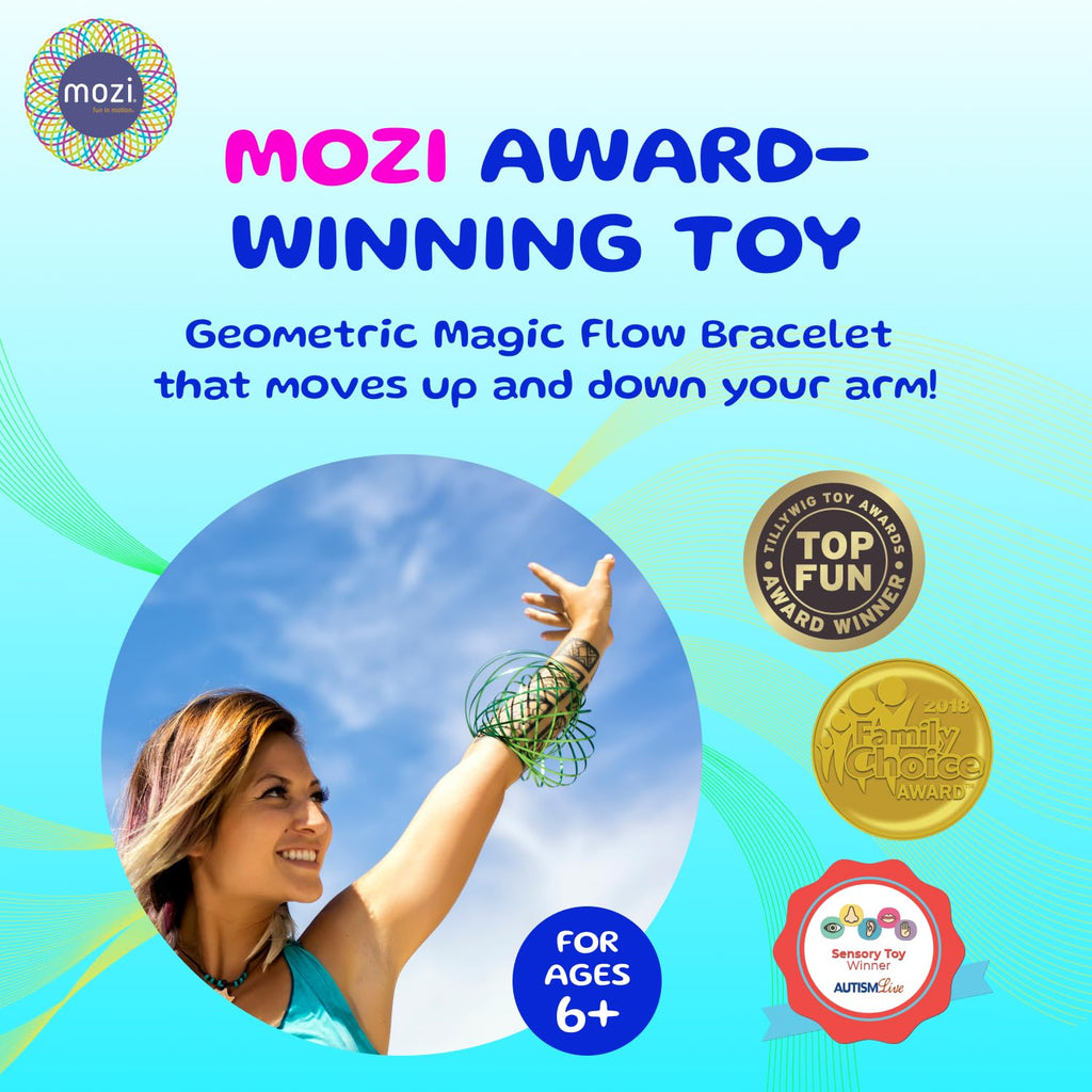 Mozi Geometric Magic Flow Bracelet – 3D Spiral Spinning Toy for Kids and Adults (White Splatter)