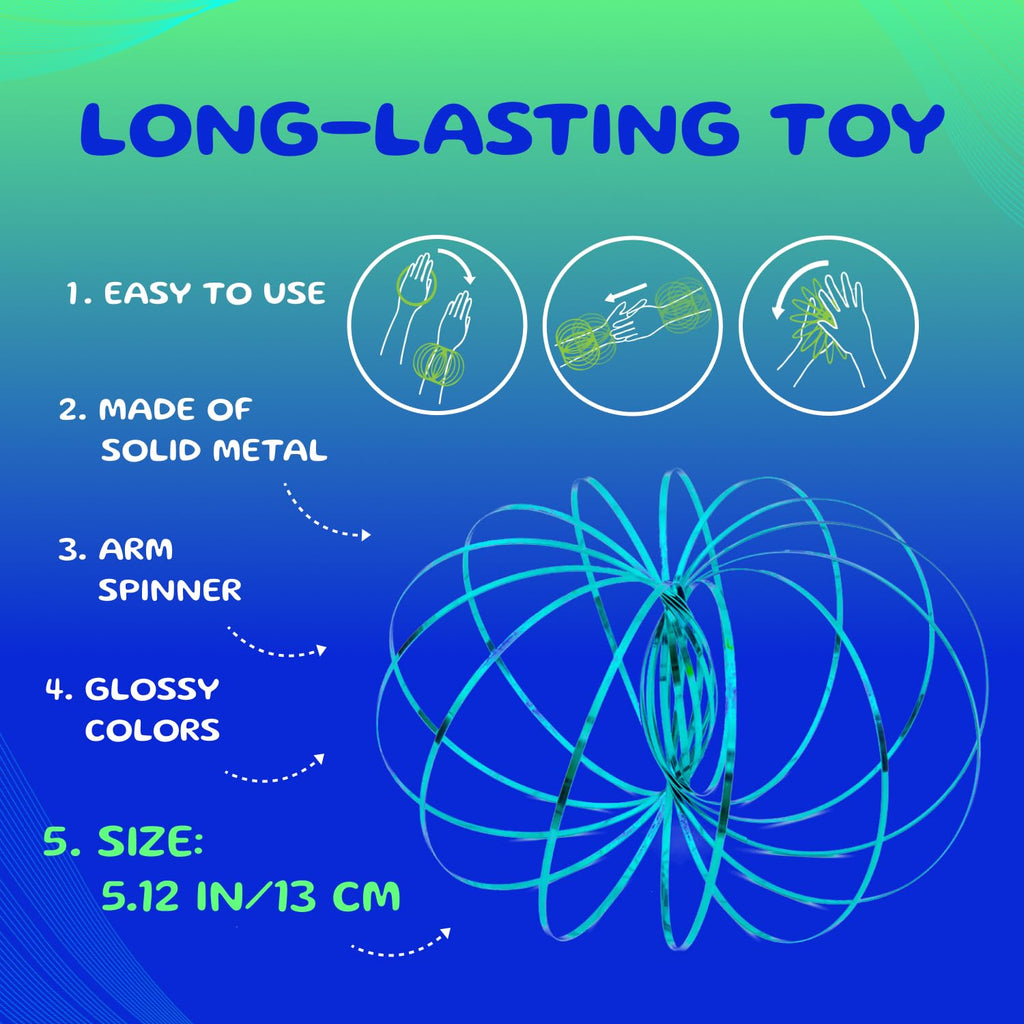 Mozi Geometric Magic Flow Bracelet – 3D Spiral Spinning Toy for Kids and Adults (White Splatter)