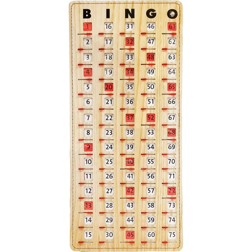 MR CHIPS Large Bingo Master Board – Jam-Proof Sliding Windows, Tan Woodgrain, Reusable