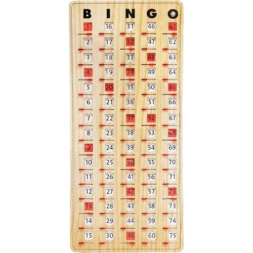 MR CHIPS Large Bingo Master Board – Jam-Proof Sliding Windows, Tan Woodgrain, Reusable