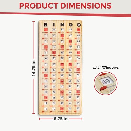 MR CHIPS Large Bingo Master Board – Jam-Proof Sliding Windows, Tan Woodgrain, Reusable