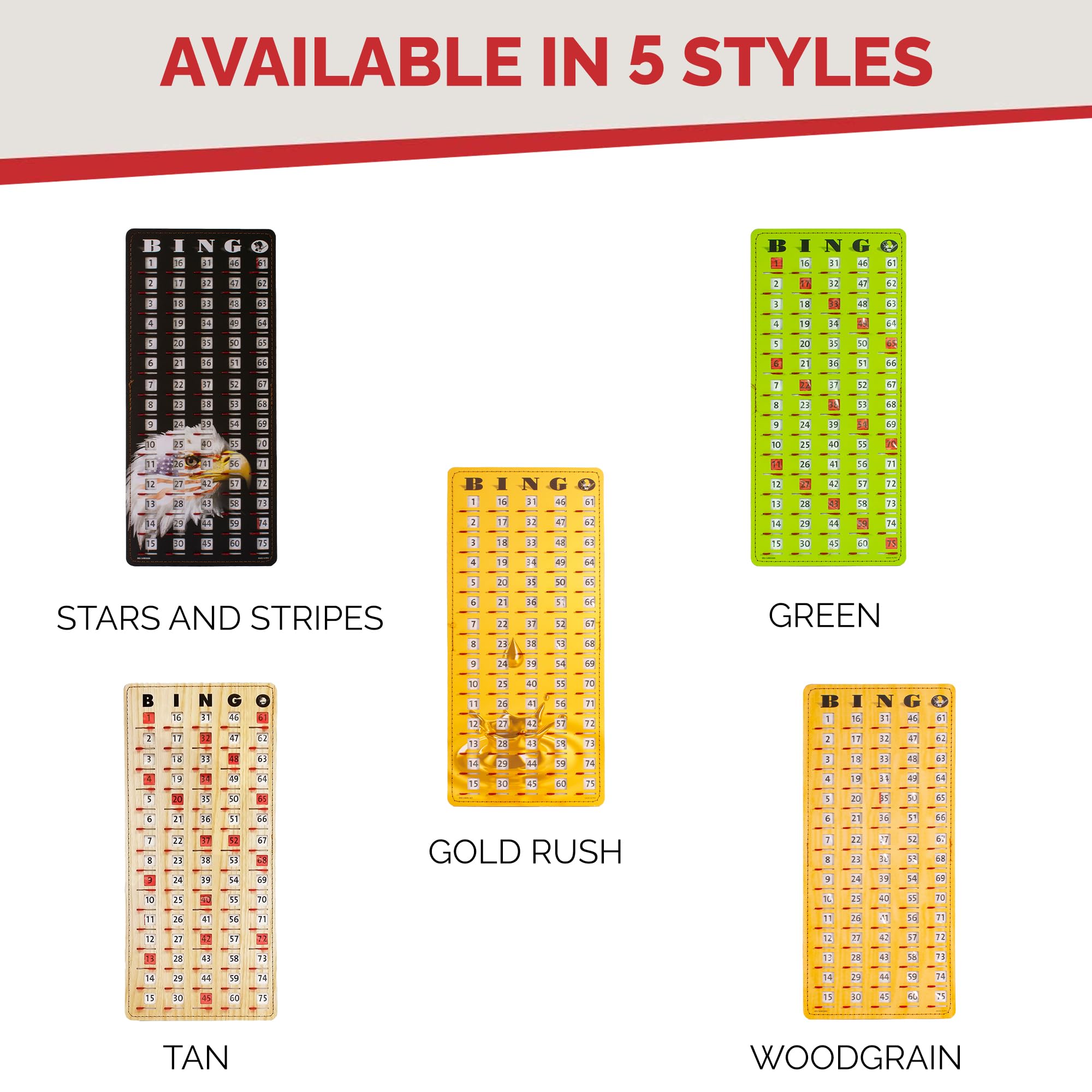 MR CHIPS Large Bingo Master Board – Jam-Proof Sliding Windows, Tan Woodgrain, Reusable