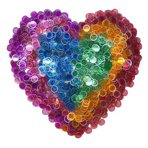 MR CHIPS Magnetic Bingo Chips - 300 Pieces, 3/4 Inch, Assorted Transparent Colors with Metal Ring & Reusable Bag