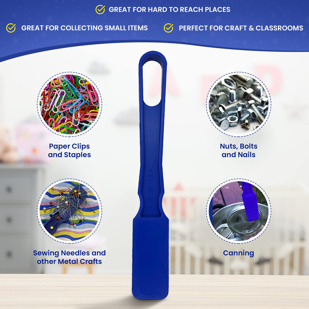 MR CHIPS Magnetic Bingo Chips Set - 100 Plastic Chips 3/4 Inch with Metal Rings, 1 Magnetic Wand, 7 Colors, Reusable Storage Bag - Made in USA