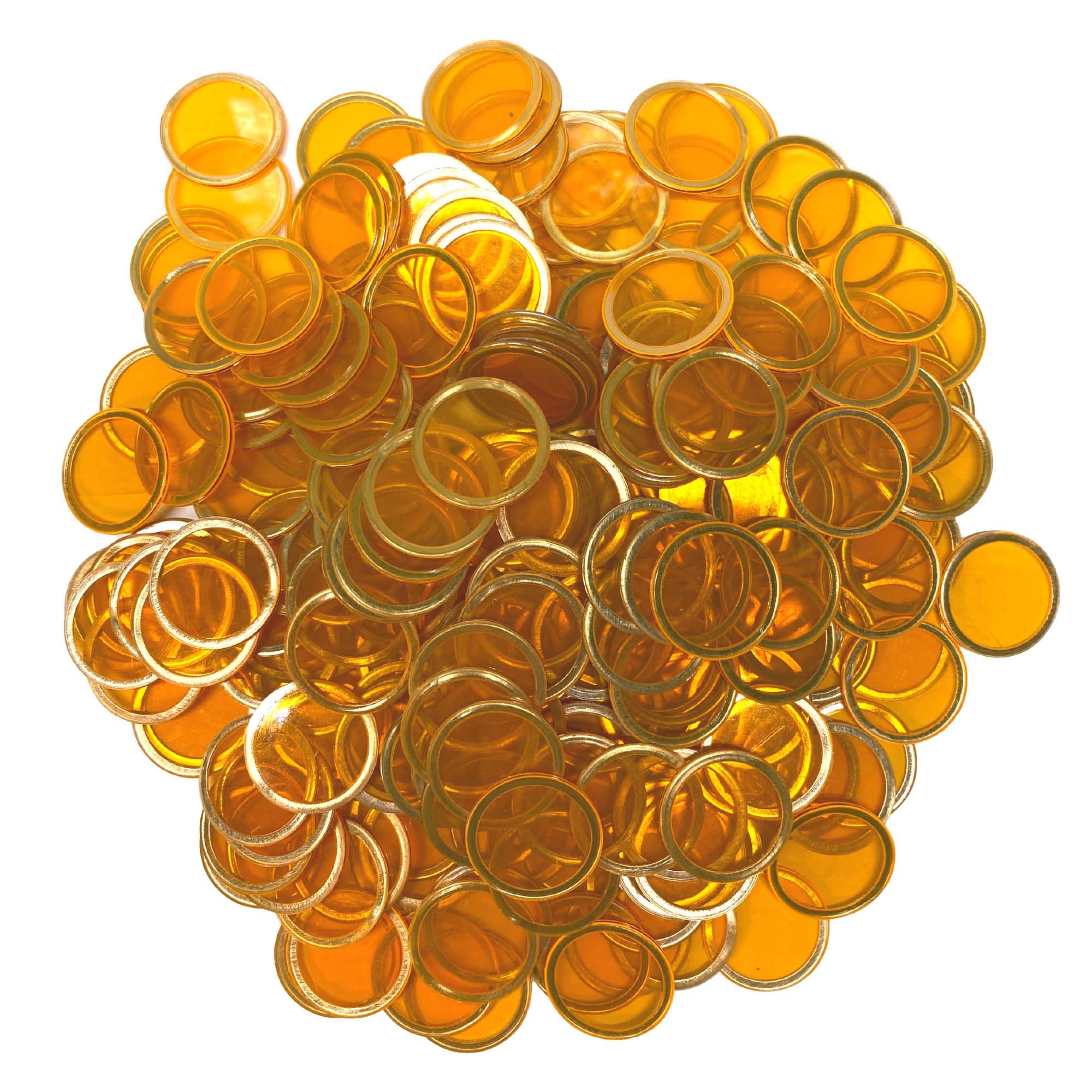 MR CHIPS Magnetic Bingo Chips with Metal Ring – 200 Orange Transparent 3/4 Inch Pieces in Reusable Storage Bag