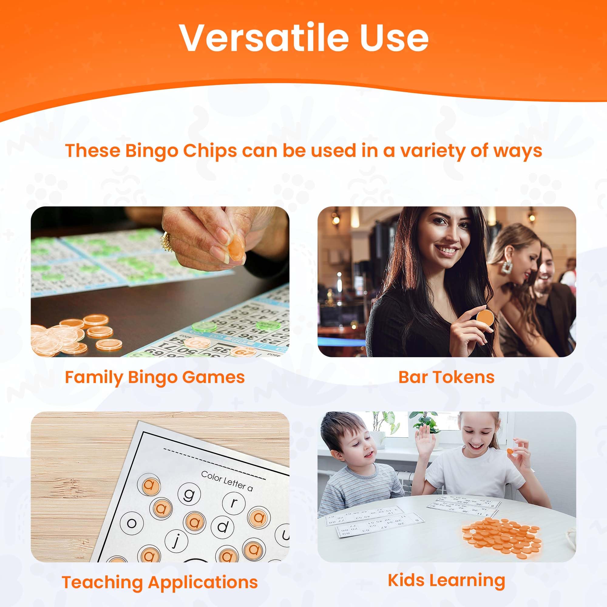 MR CHIPS Magnetic Bingo Chips with Metal Ring – 200 Orange Transparent 3/4 Inch Pieces in Reusable Storage Bag