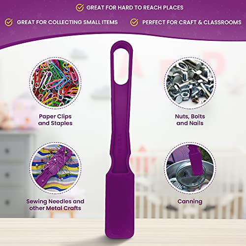 MR CHIPS Magnetic Wands and Chips Set – 100 Plastic Bingo Chips with Metal Rings, Reusable Storage Bag, 7 Colors, Made in USA