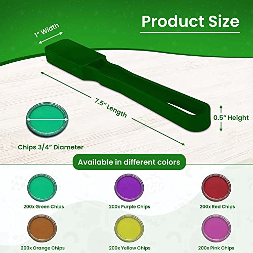 MR CHIPS Upgraded Bingo Magnetic Wand & 200 Plastic Chips with Metal Rings – 7 Colors, Heavy-Duty Magnet, Made in USA