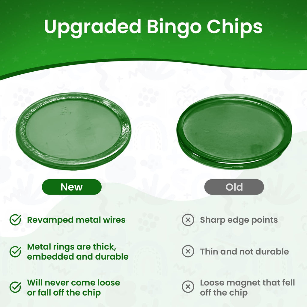 MR CHIPS Upgraded Bingo Magnetic Wand & 200 Plastic Chips with Metal Rings – 7 Colors, Heavy-Duty Magnet, Made in USA