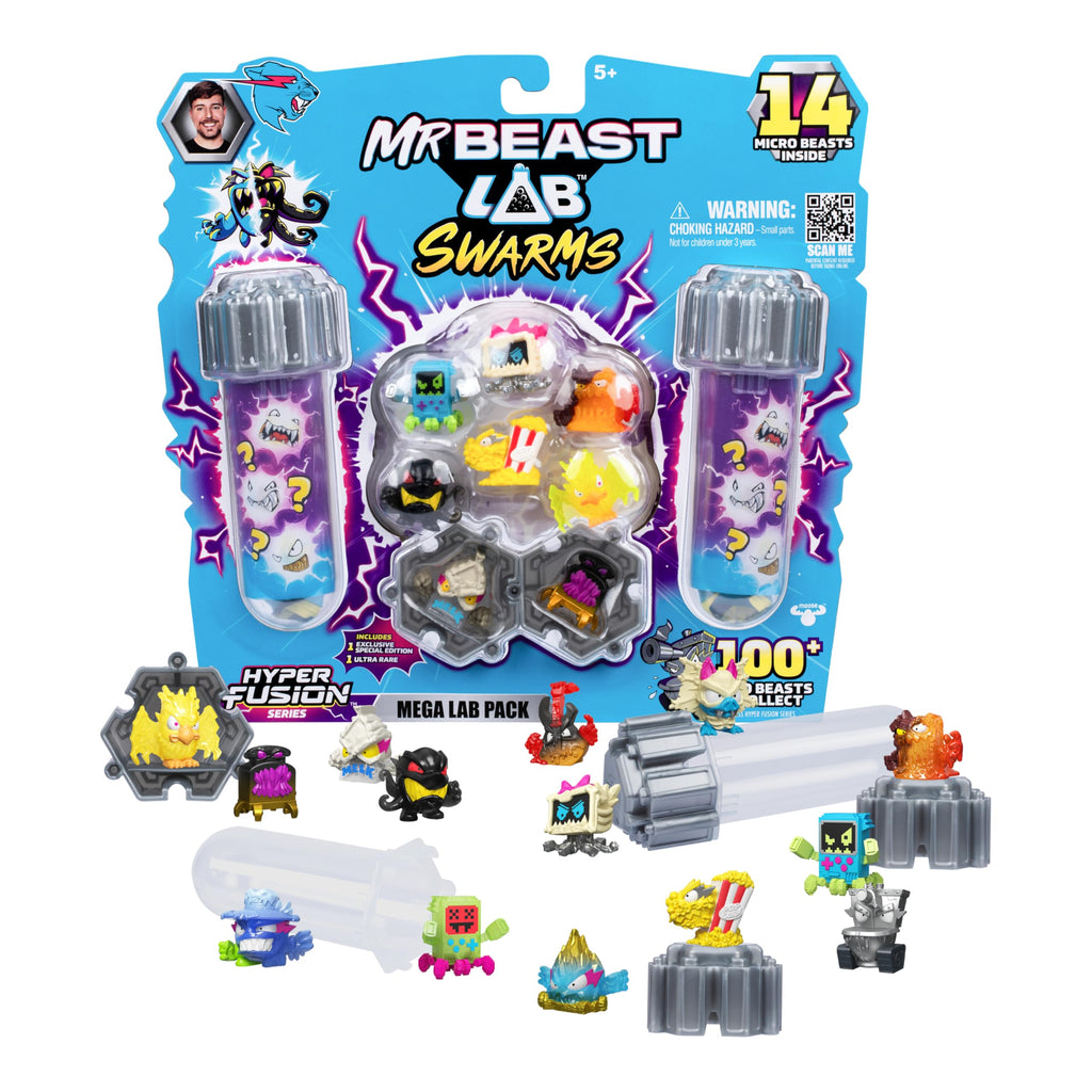 MrBeast Lab Swarms Series 3 Hyper Fusion 14-Pack - Milk Bones Micro Beasts with Stickers and Fusion Caps
