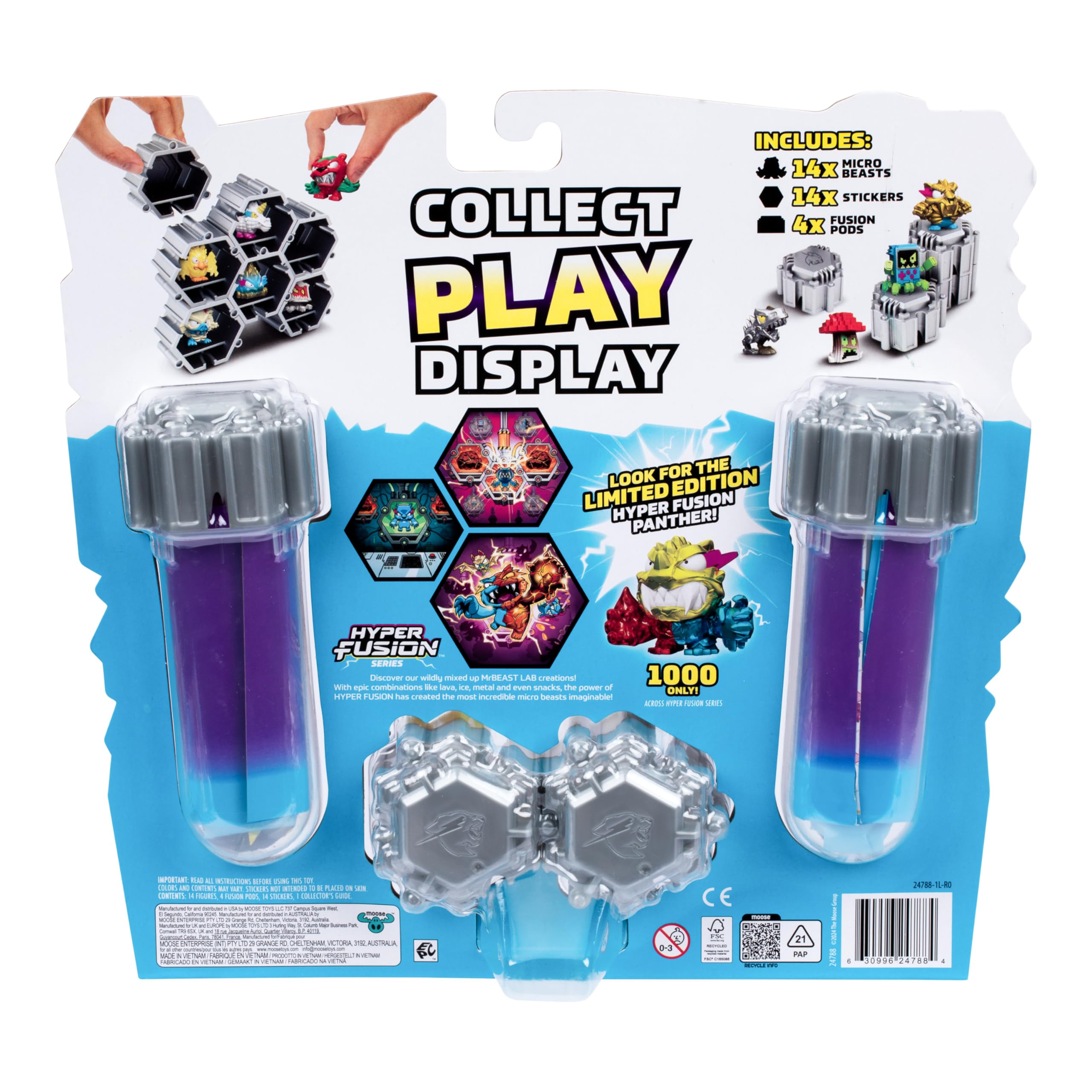 MrBeast Lab Swarms Series 3 Hyper Fusion 14-Pack - Milk Bones Micro Beasts with Stickers and Fusion Caps