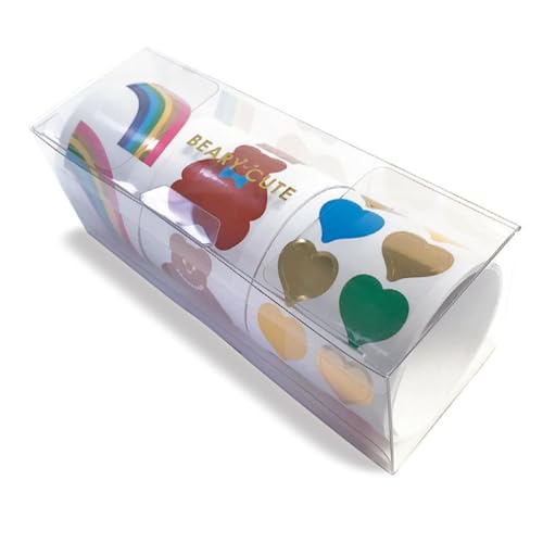 Mrs. Grossman's Beary Cute 3-Roll Sticker Gift Box – 175+ Premium Bear, Rainbow & Heart Stickers with Gold Foil