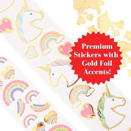 Mrs. Grossman's Believe in Unicorns Gift Box: 3 Rolls of Stickers with Over 175 Unicorns, Rainbows, Hearts & More for Scrapbooking, Journaling, and Crafting