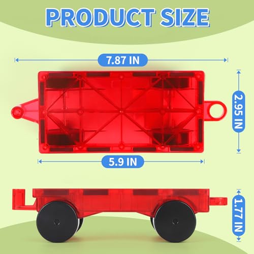 Mruikeny 4-Piece Magnetic Tiles Cars Set - Compatible Magnetic Building Blocks for Kids 3+