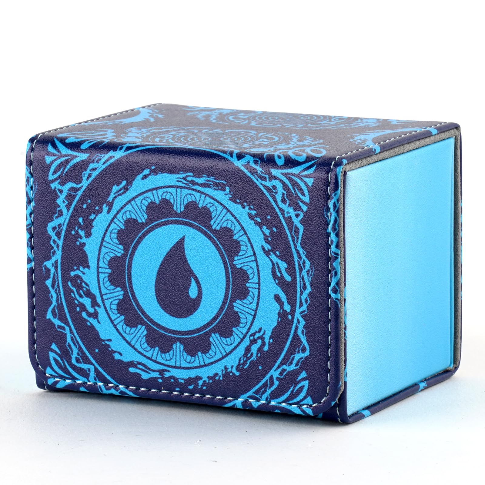 MTGPRO Blue Deck Box - Holds 120+ Sleeved Cards, Waterproof PU Leather Magnetic Case for MTG and TCG