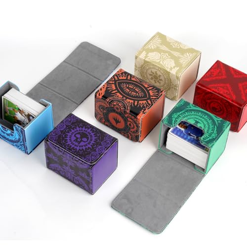 MTGPRO Blue Deck Box - Holds 120+ Sleeved Cards, Waterproof PU Leather Magnetic Case for MTG and TCG