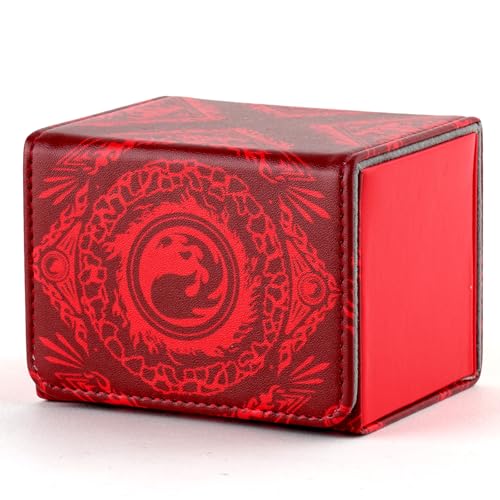 MTGPRO Red Deck Box: Holds 120+ Sleeved Cards, PU Leather Magnetic Case for MTG, Yu-Gi-Oh, One Piece TCG