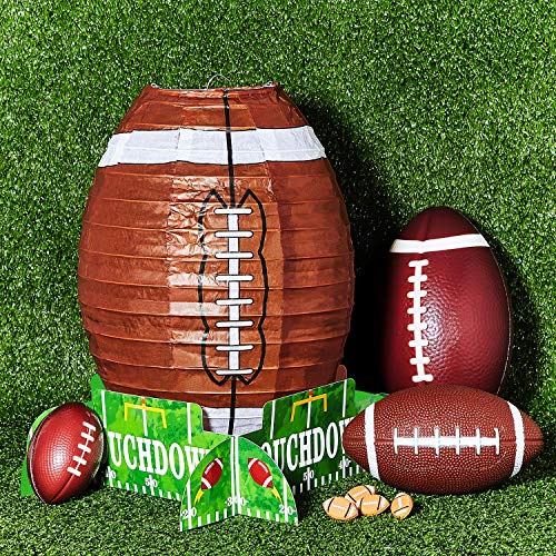 Mudder 4-Pack Football Paper Lantern Centerpieces with Stands - 12 Inch Brown American Soccer Ball Decor for Game Day Parties