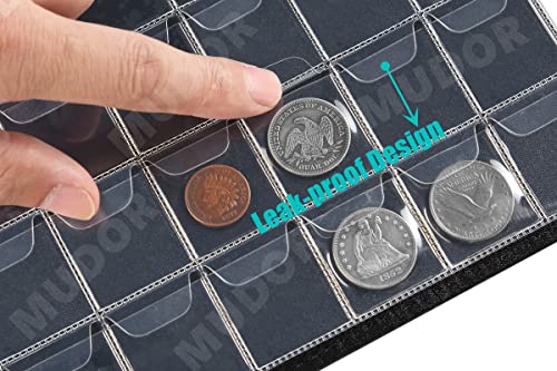 MUDOR Coin Collection Holder Book: PVC-Free 120 Pockets, PU Leather Cover for Half Dollar & Silver Dollar Coins