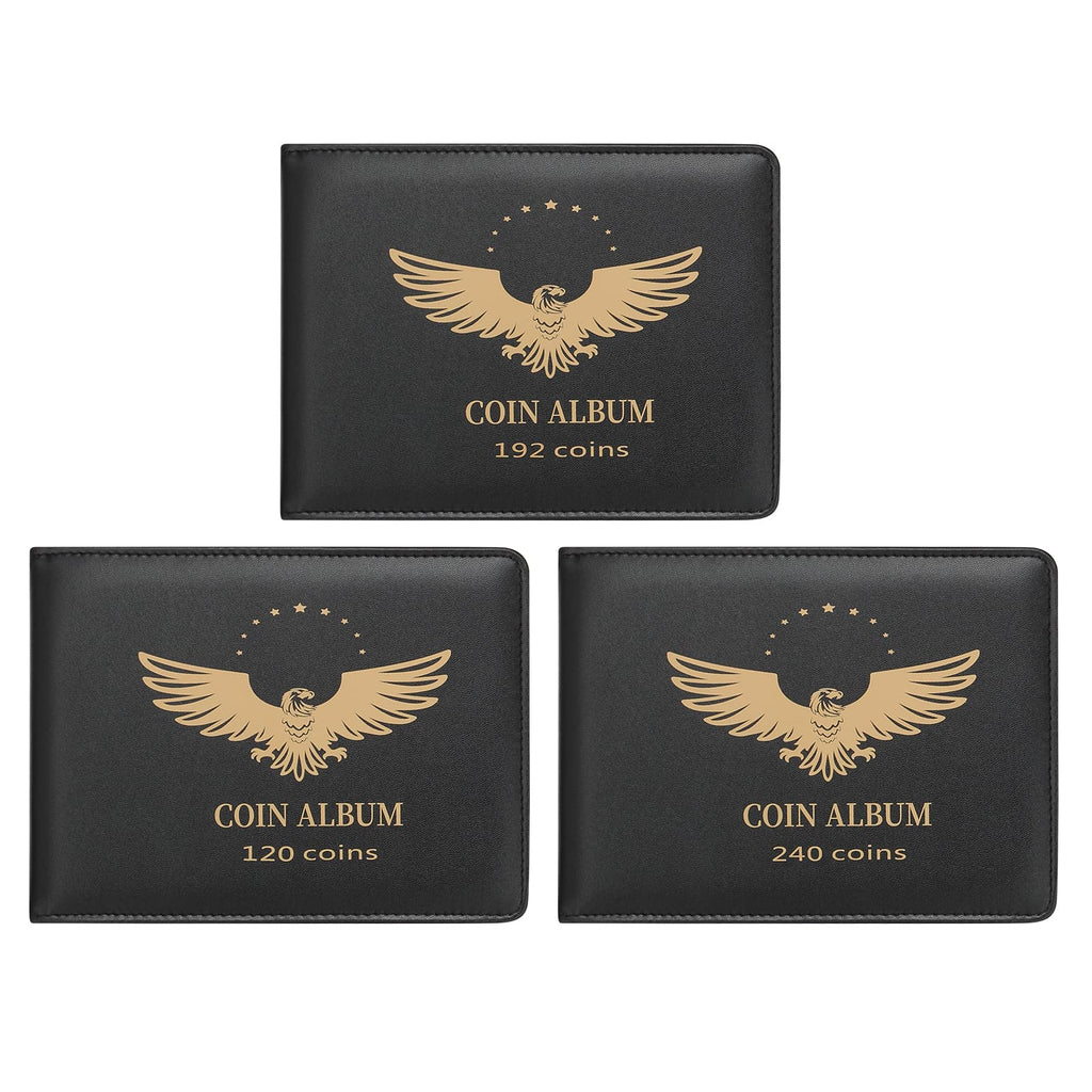 MUDOR Coin Collection Holder Book: PVC-Free 120 Pockets, PU Leather Cover for Half Dollar & Silver Dollar Coins