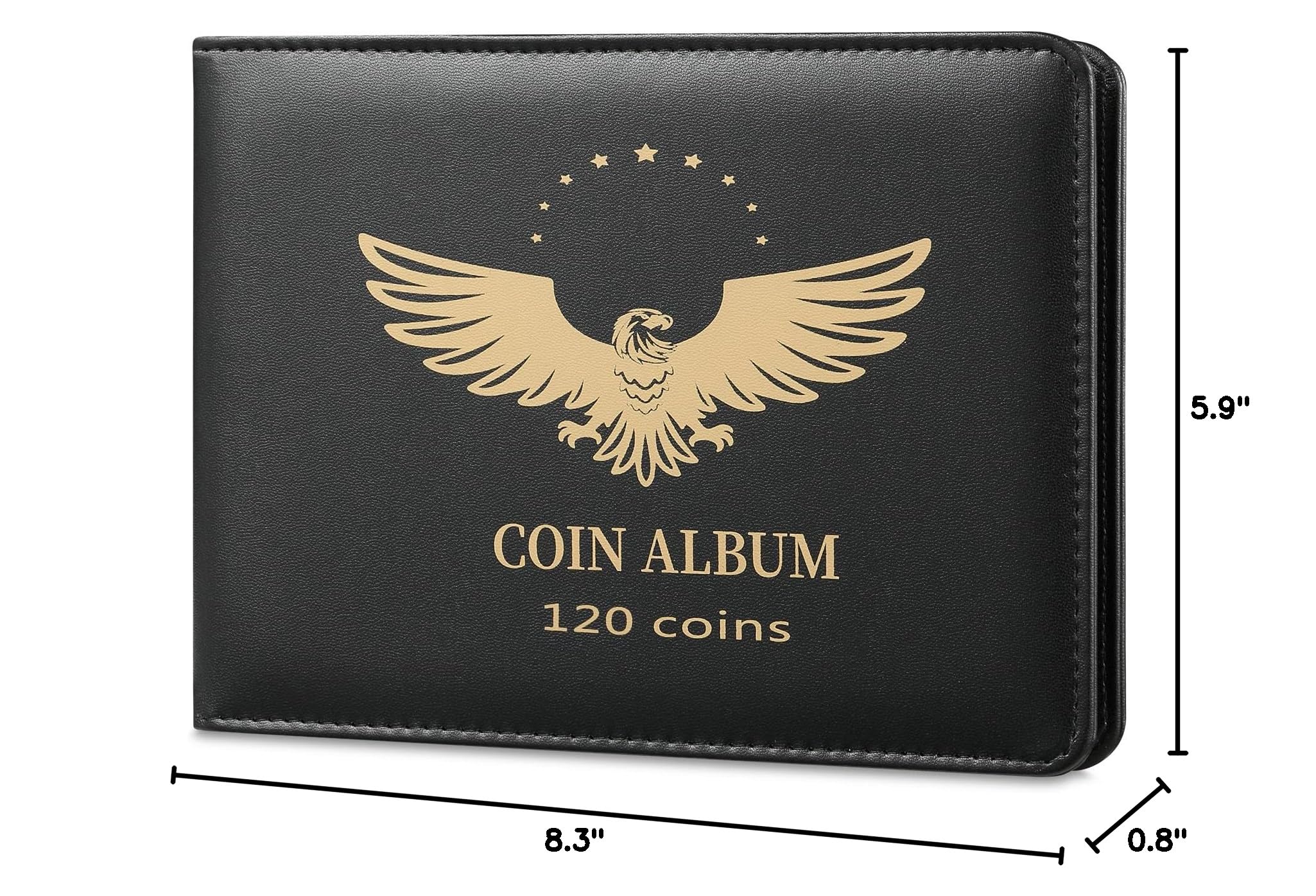 MUDOR Coin Collection Holder Book: PVC-Free 120 Pockets, PU Leather Cover for Half Dollar & Silver Dollar Coins