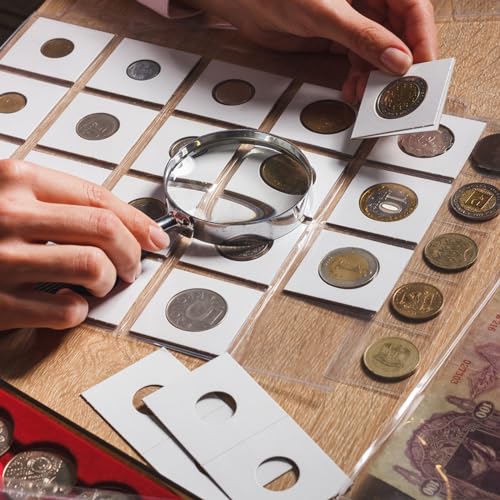 MUDOR Upgraded 200 Pack 2x2 Coin Flips for Dime, Cardboard Mylar Holders - 17.9mm Window