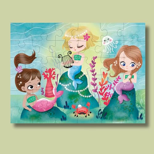 Mudpuppy Mermaids 36-Piece Jigsaw Puzzle – Travel-Friendly Underwater Scene for Kids Ages 3+
