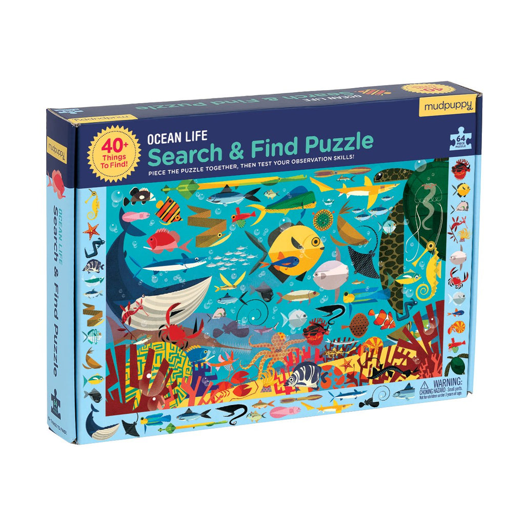 Mudpuppy Ocean Life Search & Find Puzzle – 64 Piece Jigsaw with Over 40 Hidden Sea Creatures