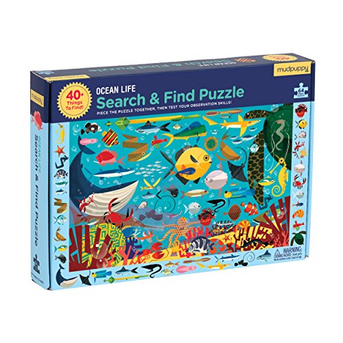Mudpuppy Ocean Life Search & Find Puzzle – 64 Piece Jigsaw with Over 40 Hidden Sea Creatures