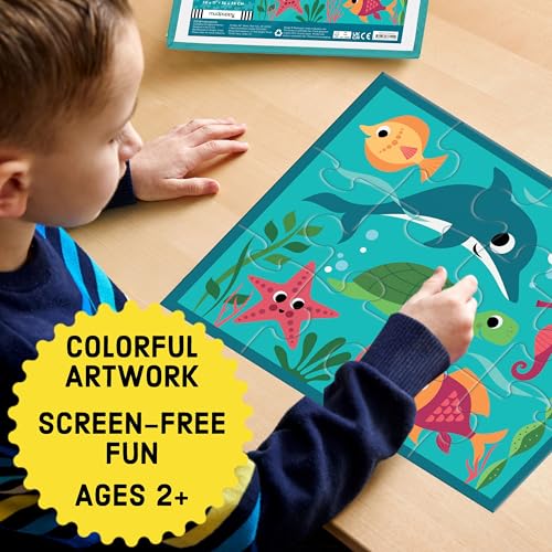 Mudpuppy Under the Sea 12-Piece Puzzle – Colorful Ocean Scene with Reusable Zipper Pouch for Toddlers Ages 2-4