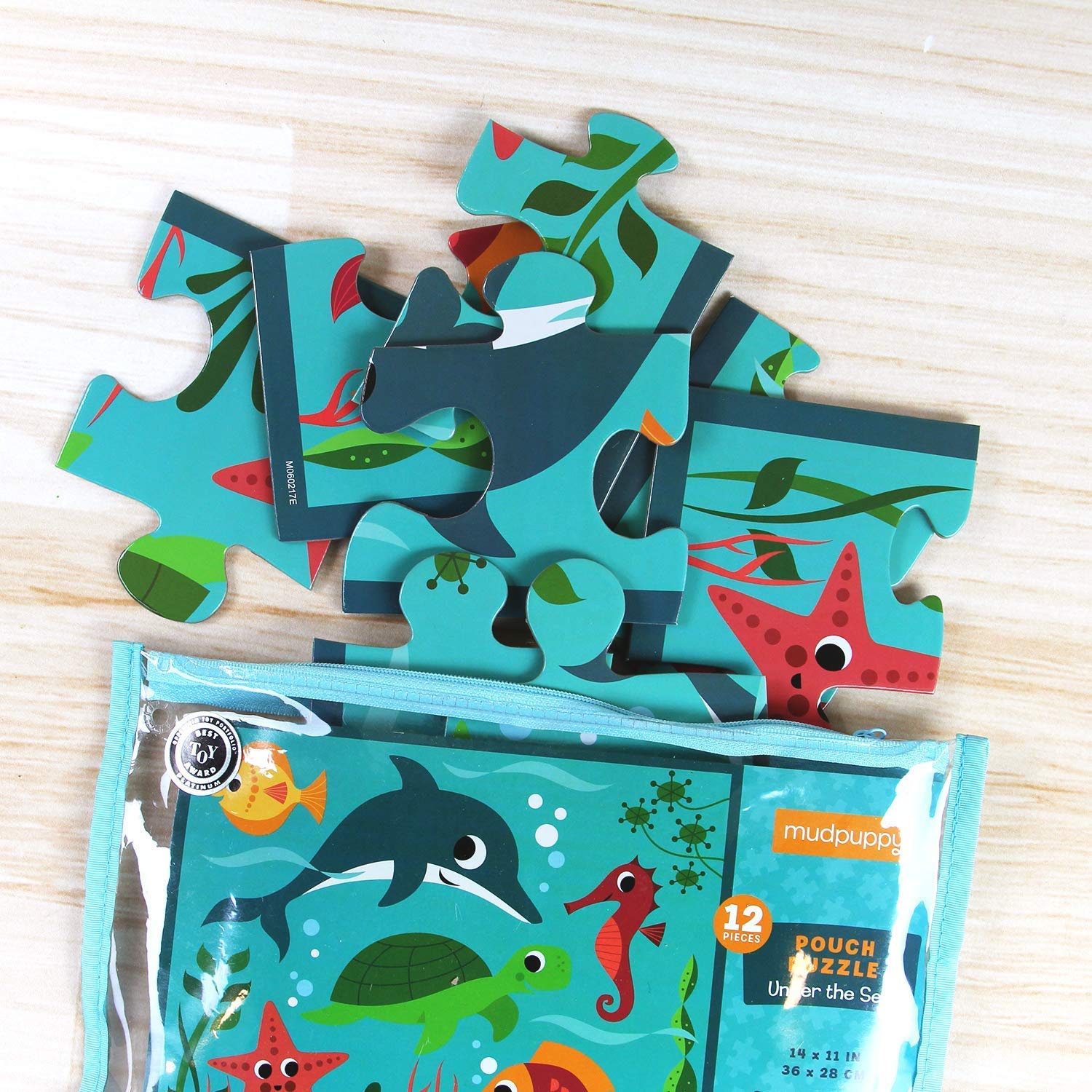 Mudpuppy Under the Sea 12-Piece Puzzle – Colorful Ocean Scene with Reusable Zipper Pouch for Toddlers Ages 2-4