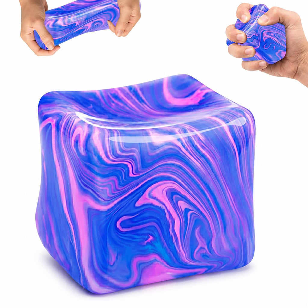 Muhubaih Stress Cube – Blue Slow-Rising Square Fidget Ball for Adults