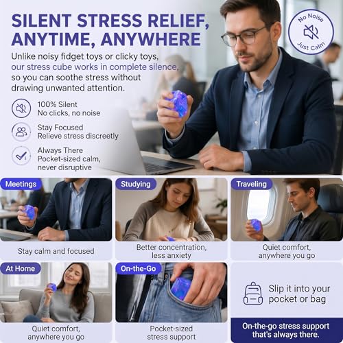 Muhubaih Stress Cube – Blue Slow-Rising Square Fidget Ball for Adults