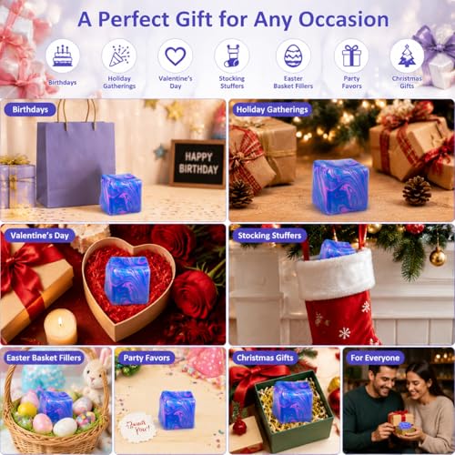 Muhubaih Stress Cube – Blue Slow-Rising Square Fidget Ball for Adults