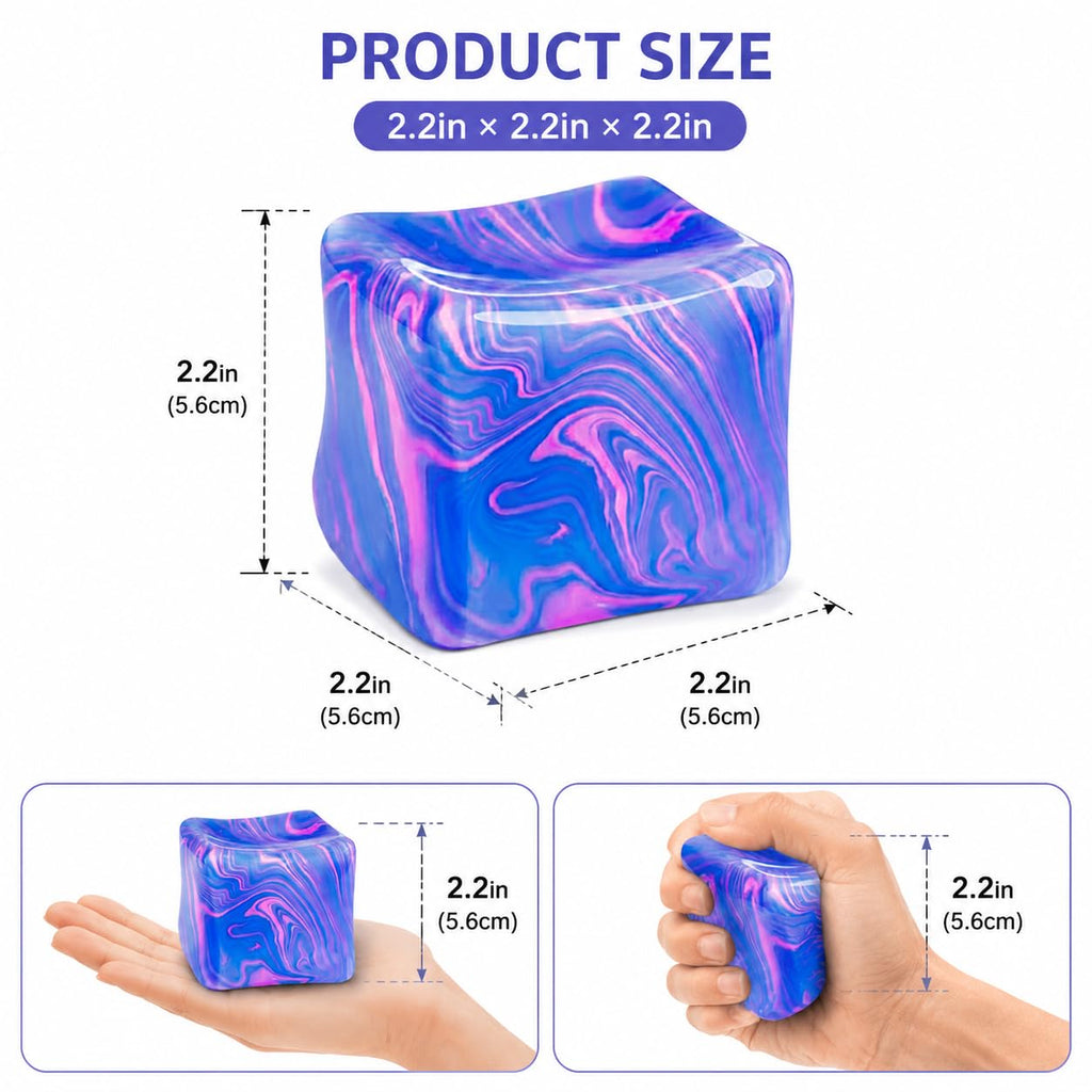 Muhubaih Stress Cube – Blue Slow-Rising Square Fidget Ball for Adults