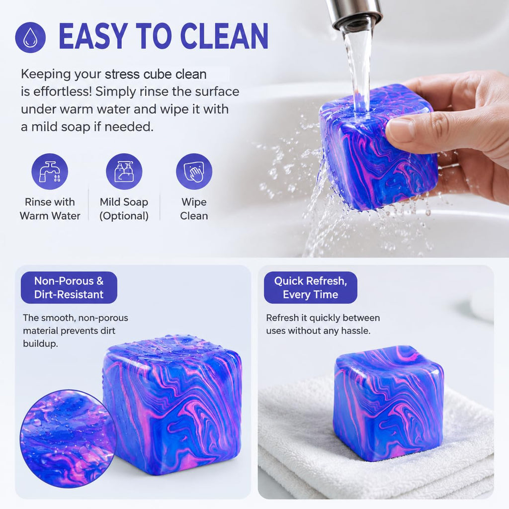 Muhubaih Stress Cube – Blue Slow-Rising Square Fidget Ball for Adults