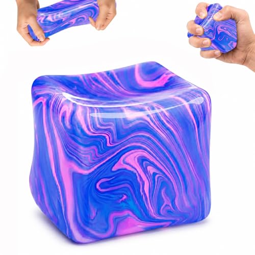 Muhubaih Stress Cube – Blue Slow-Rising Square Fidget Ball for Adults