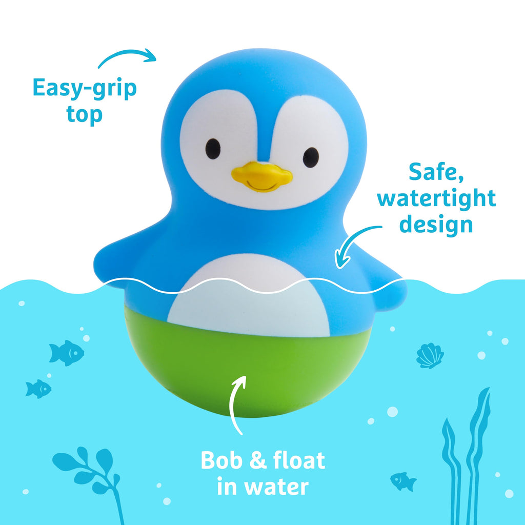 Munchkin Bath Bobbers Polar Bear and Penguin Mold-Free Bath Toys for Babies and Toddlers 6+ Months