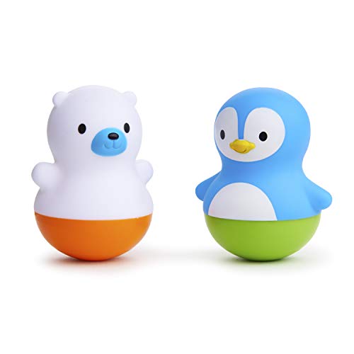 Munchkin Bath Bobbers Polar Bear and Penguin Mold-Free Bath Toys for Babies and Toddlers 6+ Months