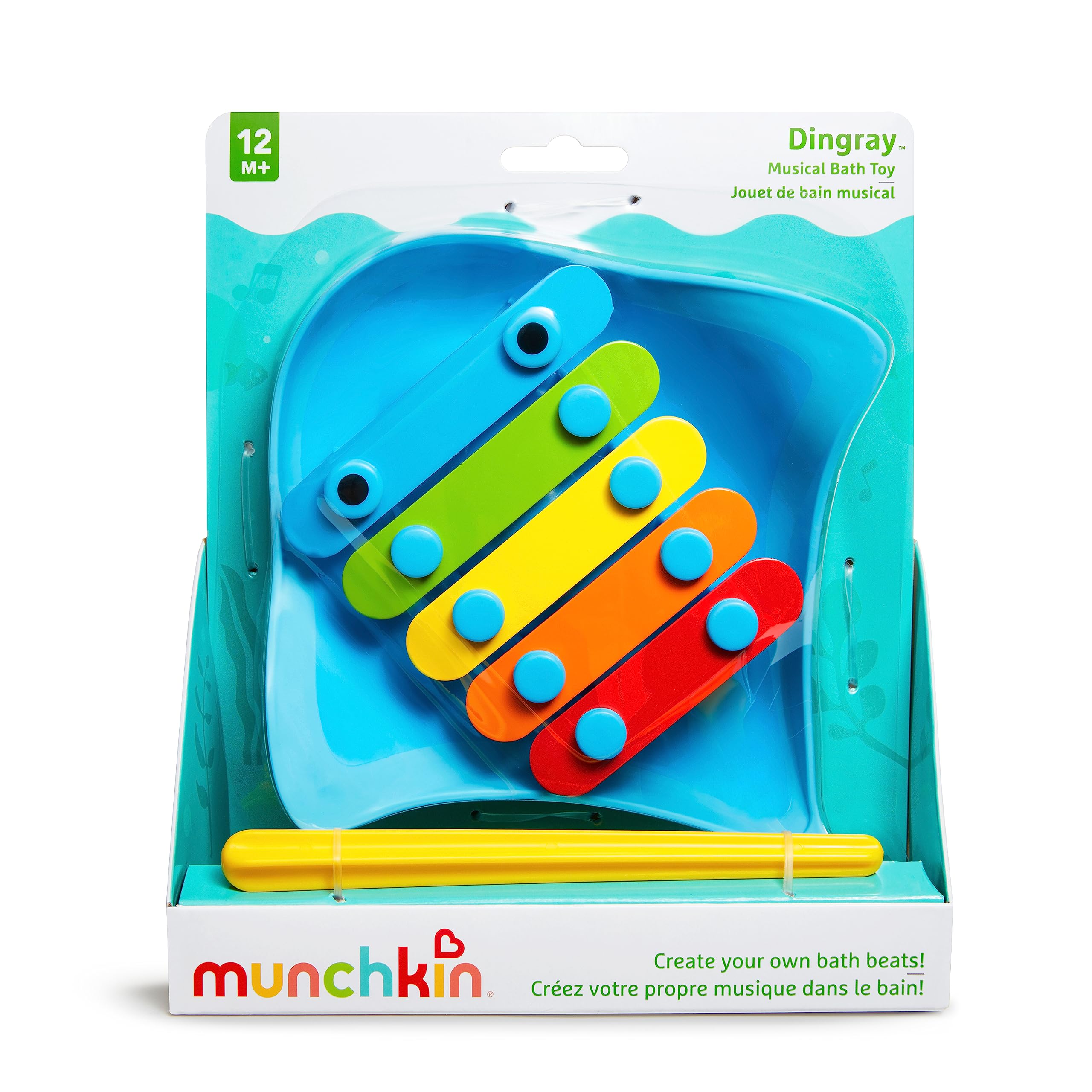 Munchkin Dingray Xylophone Bath Toy – Floating Stingray with 5 Colorful Keys for Ages 12 Months+