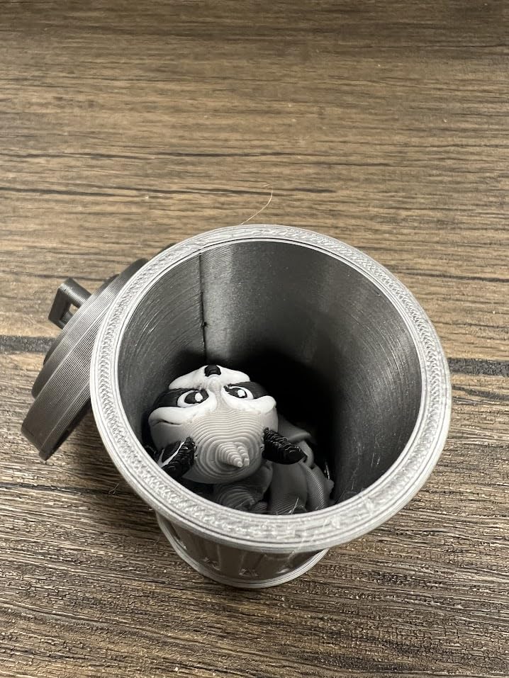 Munnygrubbers Articulating Raccoon Fidget Toy with Trash Can - 3D Printed Poseable Desk Toy