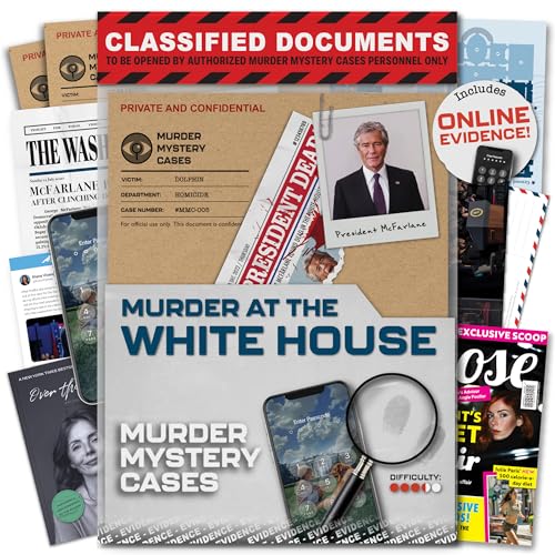 Murder at the White House: Cold Case Murder Mystery Game for Adults – 37 Evidence Pieces, 150 Min, 1-10 Players