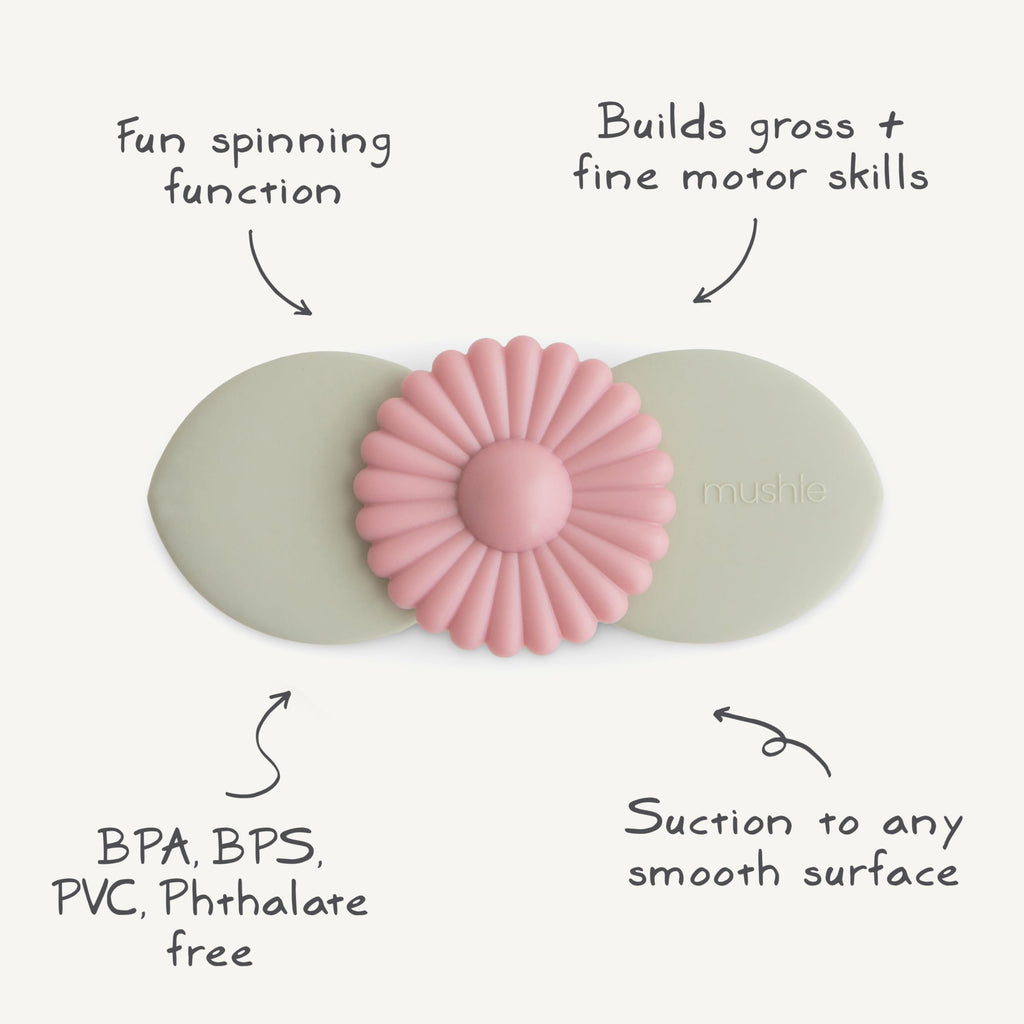 mushie Blossom Suction Spinner Toy – Sensory Toy for Toddlers, Bath & On-the-Go Play