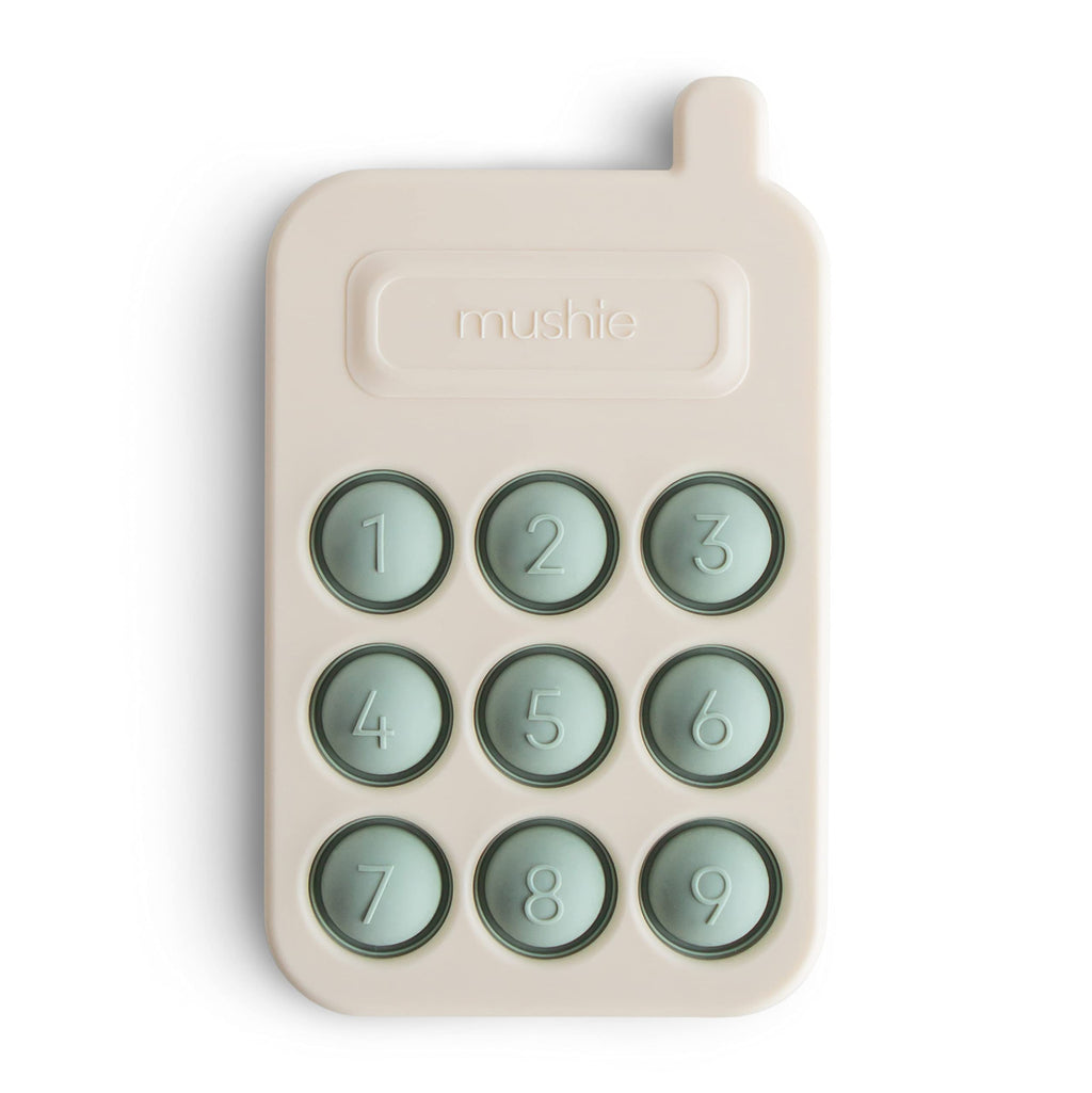 mushie Phone Press Toy (Cambridge Blue) - Baby Sensory Fidget Toy